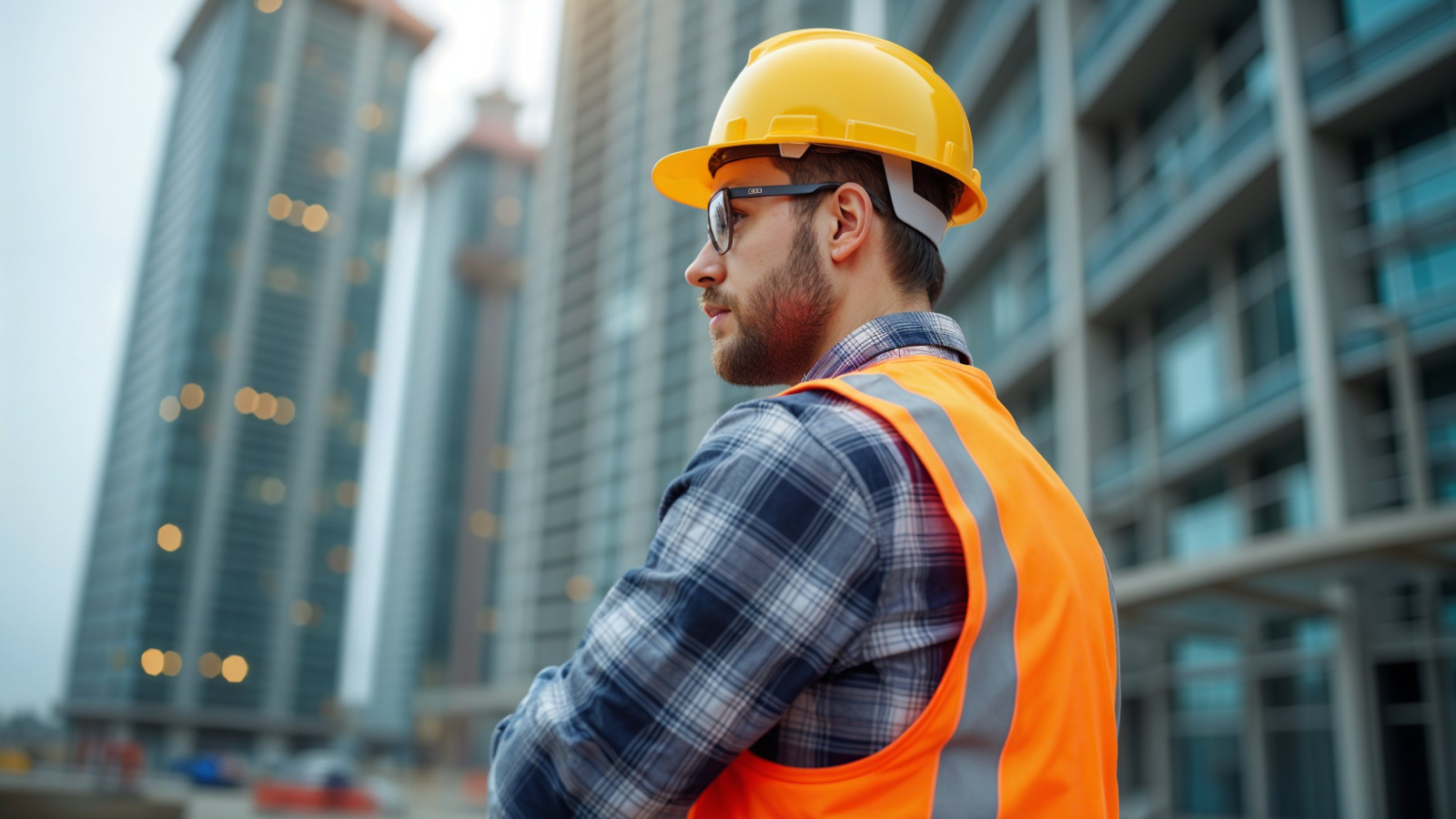 “Construction worker preparing for health safety and environment test for operatives using study materials”