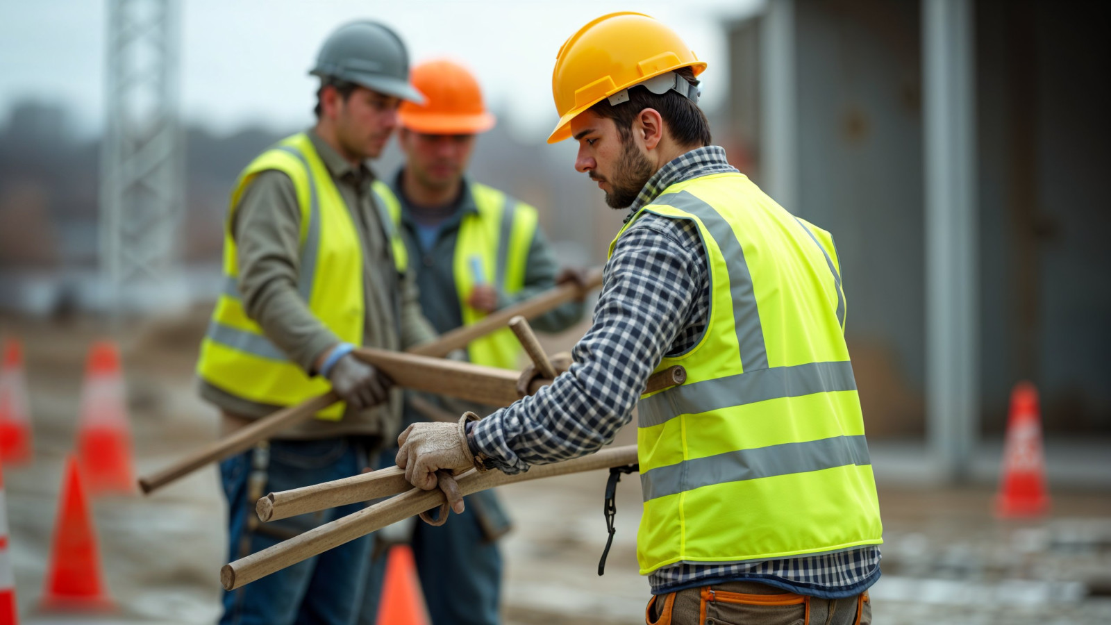 “Construction worker applying for a CSCS card online using laptop and documents”